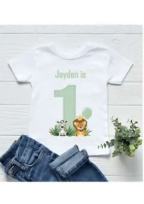 Personalised Boys Jungle Number 1st Birthday T-shirt Cute First Birthday Outfit • £9.99