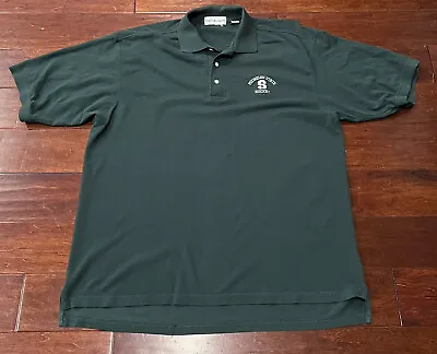 Vintage Michigan State Spartans Hockey Green Mens Sz XL Button Logo Polo Shirt • $22.49