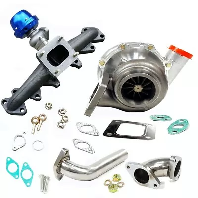 T4 Two Turbos+Manifold+Tube Pipe+Wastegate For Toyota Supra JZA80 2JZ-GTE 3.0L • $667.39
