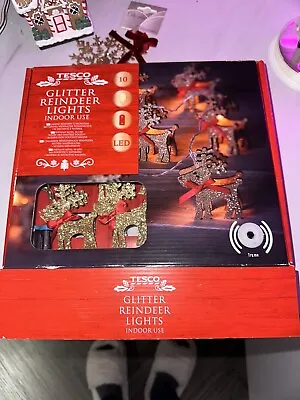 Christmas Glitter Reindeer LED String Lights Indoor Xmas Decor • £15