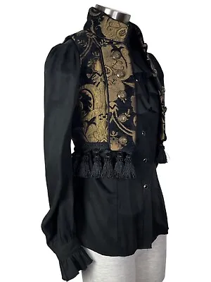 SHRINE Vintage Gothic Costume Gypsy Gold Black Tapestry Matador Toreador Vest • £77.20