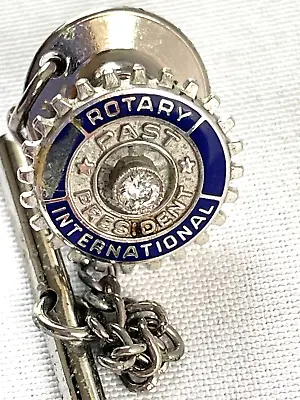 Vtg 10k Gold Enamel Diamond Rotary Past President Lapel Pin Tie Tack -free Ship • $97.50