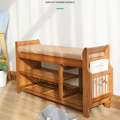 $79.99 • Buy Wooden Bamboo Shoe Cabinet Shoes Storage  Bench Seat Wood Organizer W Drawer