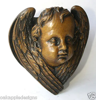 Victorian Cherub Angel Reproduction Church Pew Carving Unique Handmade Gift Wood • $31.01
