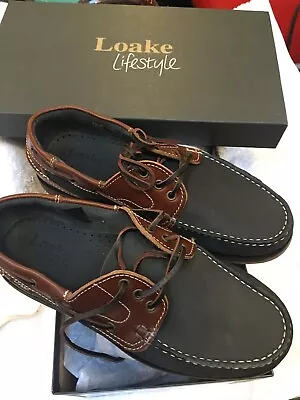 £75 • Buy Mens Loake Navy Nubuck/brown Waxy Leather Deck Shoes Bnib Uk 6 F