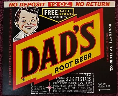 Vintage Dad's Root Beer Label Chicago IL 1960s First To Use A 6 Pack • $4.99