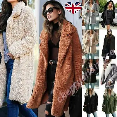 £12.59 • Buy Womens Teddy Bear Fleece Fur Fluffy Coats Long Jackets Jumper Tops Outwear Size