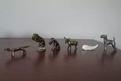 6 Metal Animal Figurines. 3 Dogs A Donkey A Whale & A Lion • $5.99