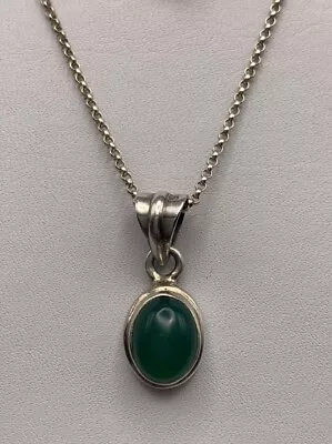 Green CZ Birthstone (May) Pendant Sterling Silver Box 18” Chain Necklace Italy • $12.95