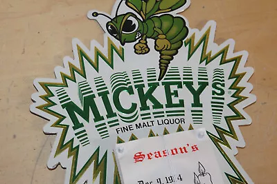 Vtg. Mickeys The Mean Green Malt Liquor Cardboard Beer Sign 1985 Calendar 18x11  • $69