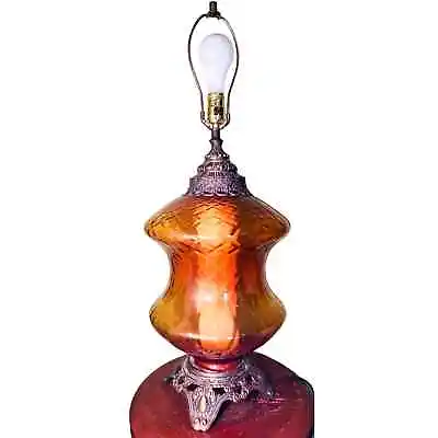 Vintage Amber Glass Lamp EF & EF Industries Lamp  • $200