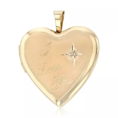 14K Yellow Gold Charm I LOVE YOU Heart Locket Pendant For Necklace Or Chain • $301