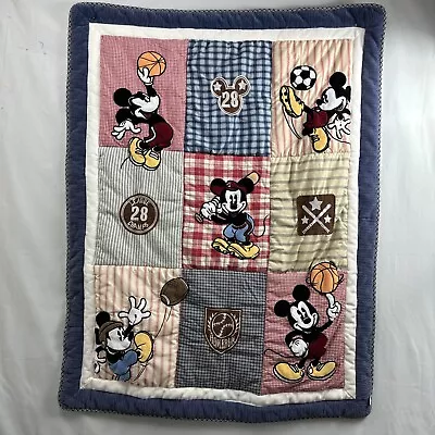 Disney Baby Mickey Mouse Quilted Baby Blanket Sports Football Baseball 44  X 35  • $25.08