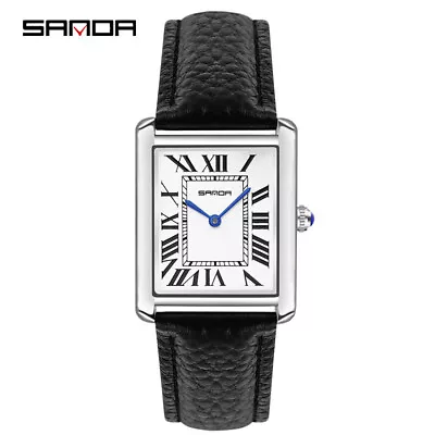 SANDA Quartz Watch Roman Scale Leather Strap Couple Waterproof Women Men Watch • $17.94