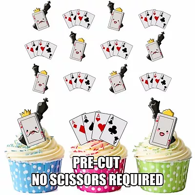 King And Queen Playing Cards Cake Toppers Precut Edible Wafer Party Decorations  • £3.75