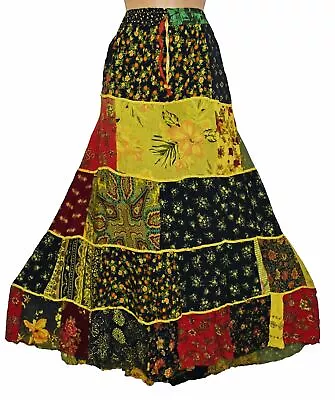 New Patchwork Indian Gypsy Skirt 8 10 12 14 - Hippy Hippie Fair Trade Ethnic • £24.19