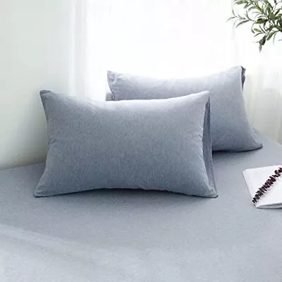 100% Jersey Knit Cotton Pillowcases Blue Grey Pillow Shams King Pillow Cover ... • $24.97