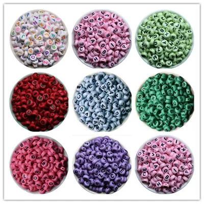 200 To 500pcs Mixed Alphabet/Letter Acrylic Circular Beads 4x7mm • £3.59