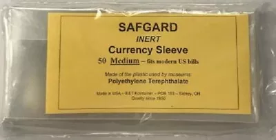 50 Mylar Polyester Sleeves For Modern US Currency Banknote / Postcard  Safgard • $51.40