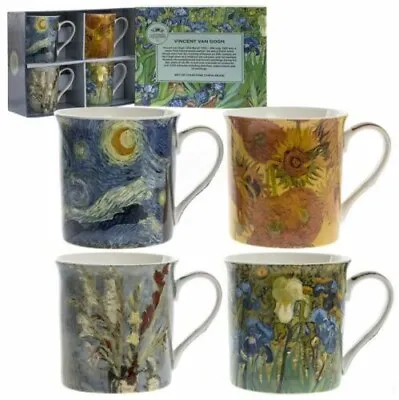 Official Vintage Style Vincent Van Gogh Art Set Of 4 Coffee Mug Cups New In Gift • £18.99