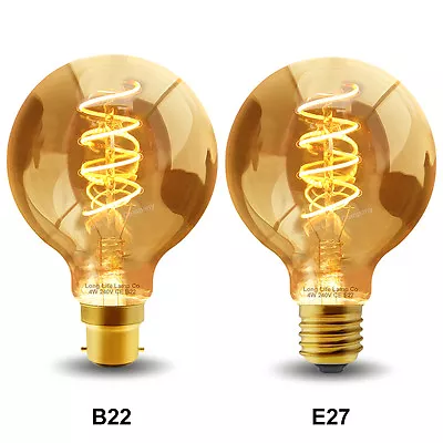 Retro Vintage LED GLOBE 4W Edison Style Spiral Filament Light Bulb B22 Or E27 • £8.99