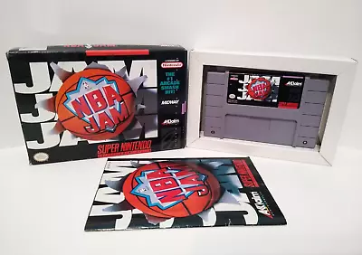 NBA JAM Super Nintendo (SNES) Complete CIB Authentic! Tested & Works • $34.99