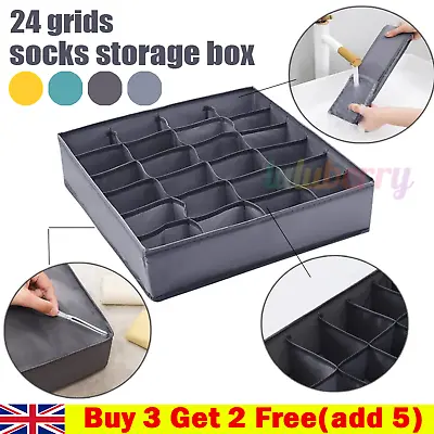 Drawer Organiser Underwear Socks Tie Bra Storage Wardrobe Box Draw Divider UK • £1.80