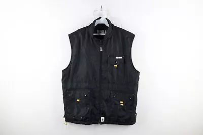 Vintage 90s Streetwear Mens Large Distressed Lined Tactical Vest Jacket Black • $44.95