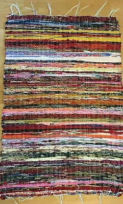 CHINDI RUG INDIA MULTICOLOURED RECYCLED 60cm X 90cm FAIR TRADE SHABBY CHIC • £15.95