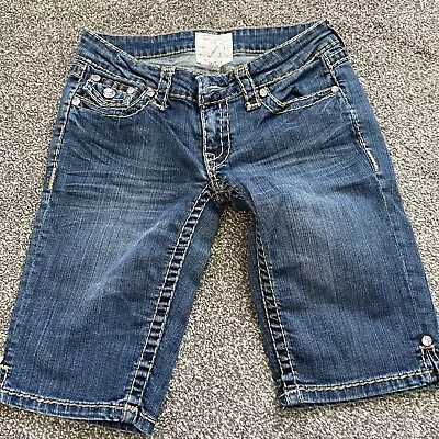 La Idol Girls Women’s Jean Bermuda Shorts Size 3 Waist 28/12 Triangular Pockets • $16