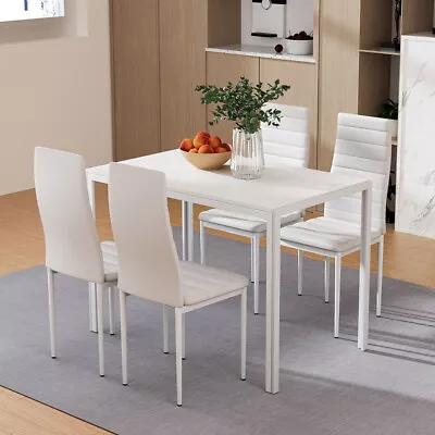 $294.95 • Buy 5 PCS Dining Table Chairs Set Water & Wear Resistant Kitchen Furniture White