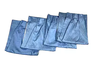 Vintage Sears Blue Pinch Pleat Curtains Drapes Set Of 4 Panels Swiss Dot 82 Long • $157.50