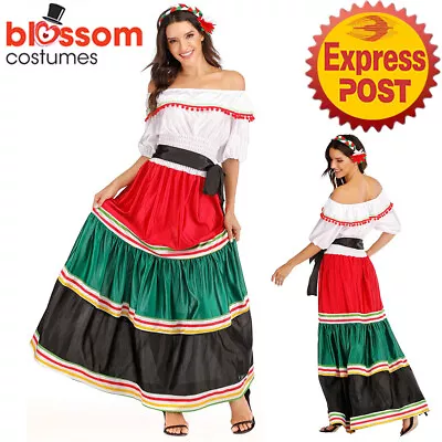 EY89 Senorita Costume Folk Mexican Dress Spanish Lady Wild West Flamenco Dancer • $25.87