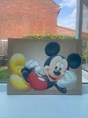 Disney Mickey Mouse Canvas Painting Landscape Wall Art Drawing With Hook Used • £14.99