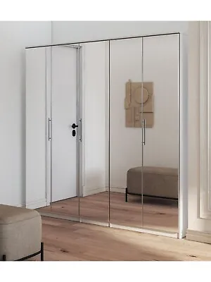 Prague Mirror 5 Door Wardrobe - White • £449.99