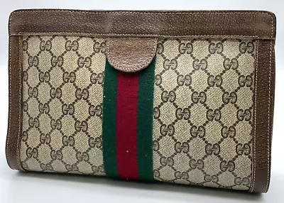 Authentic  Gucci  Vintage GG Supreme Sherry Line  Clutch  Bag   SKS1006 • $4