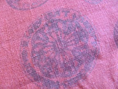 Vintage Vera Salmon Pink Cotton Tablecloth With Coins Printed In Gray 49 X 66 In • $15
