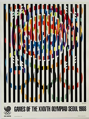 $58 • Buy 1988 Seoul Korea Yaacov Agam Authentic OLYMPIC POSTER  Message Of Peace 