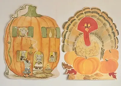 Vintage Thanksgiving Die Cut Decorations Lot Of 2 Norcross • $25