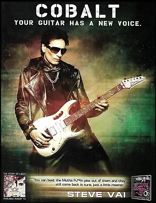 Steve Vai Ernie Ball Cobalt Strings On Ibanez JEM7V Guitar 2012 Ad Print • $4