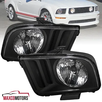 Black Headlights Fits 2005-2009 Ford Mustang V6 V8 Head Lights Lamps Left+Right • $57.49