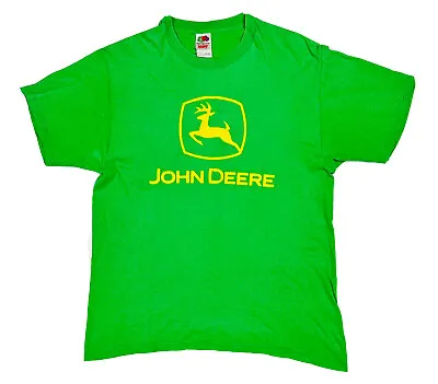 £20.92 • Buy John Deere Fruit Of The Loom Men's T-Shirt Size L Green Deer Logo Heavy Cotton