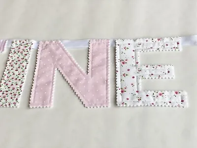 £2.20 • Buy Personalised Girl Fabric Bunting Name Baby Pink Flowers Nursery £2.20 PER LETTER