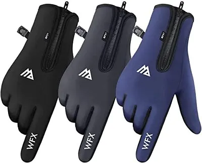 WFX Winter Warm Windproof Men Women Anti-Slip Thermal Touch Screen Zipper Gloves • £7.99
