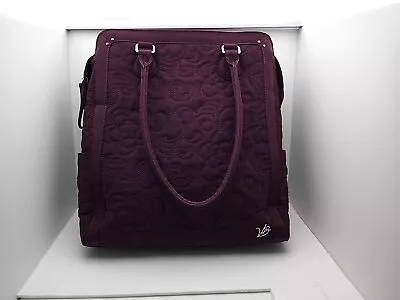 Rare Vera Bradley Quilted Maroon Burgundy Purple Tote Shoulder Bag Purse 15x15x4 • $34.50