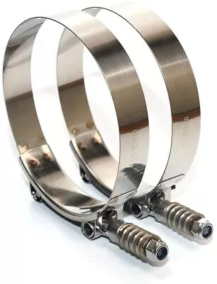 2 Pack 93-101mm Spring Loaded T-Bolt Clamp Stainless Steel For 3.5  ID Hose  • $12.99