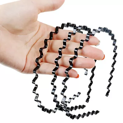 Unisex Black Metal Sports Hairband Headband Wave Zigzag Hair Band Men Women UK • £2.93