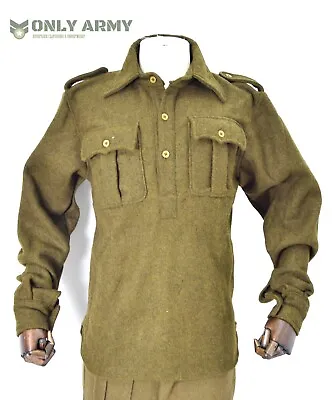 £32.50 • Buy Repro British Army Wool Shirt 3 Button Battle Dress Combat Shirt WW2 1940's