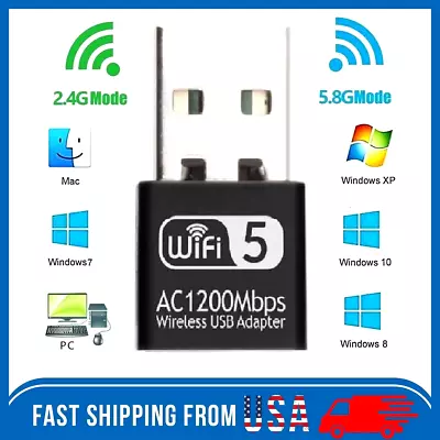 Wireless Lan USB PC WiFi Adapter Network 802.11AC 1200Mbps Dual Band 2.4G / 5G • $8.38