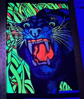 Vintage Black Light Panther Poster Fang 1975 Pro Arts Inc Medina Oh Velvet • $24